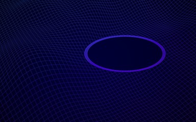 Abstract landscape on a blue background. Cyberspace grid. Mockup. hi tech network, technology. 3D illustration