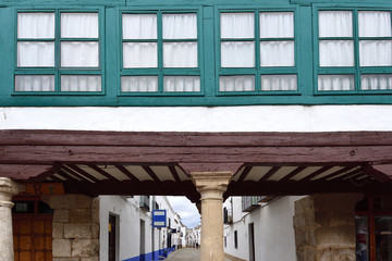 close up of Main square (Route of Don Quixote) of Almagro,Ciudad Real province, Castilla la Mancha, Spain,