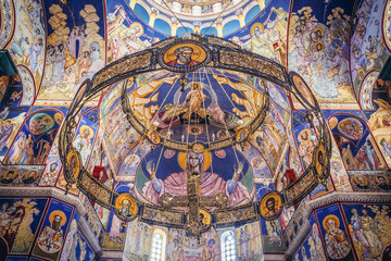 Obraz premium Interior of Orthodox church of St Jovan Vladimir in Bar town, Montenegro