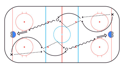 Ice Hockey Rink top view. Hockey background. Vector illustration