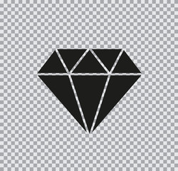 Vector icon diamond black on transparent background