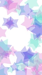Obraz premium Multicolored translucent stars on a white background. Pink tones. 3D illustration