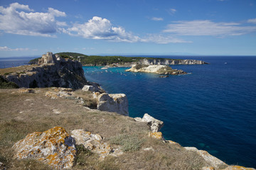 San Nicola island. View on sea and San Domino island. Tremiti, Italy