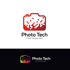 photo tech logo designs template, pixel technology logo designs concept