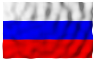 Waving flag of the Russian Federation. The National. State symbol of the Russia. 3D illustration