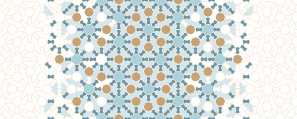 Arabesque vector seamless pattern. Geometric halftone texture with color tile disintegration or breaking