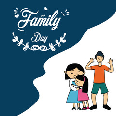 Happy Family Day Cartoon vector Template Design Illustration