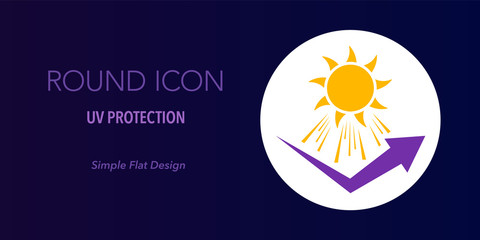 UV protection round icon. Simple flat design.