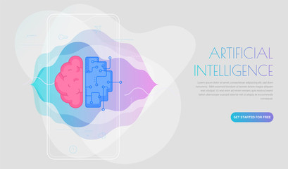 Artificial intelligence concept. Trendy linear vector illustration
