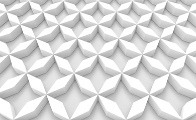 3d rendering. perspective view of white grid object pattern floor design background.