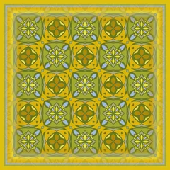 Papier Peint photo Tuiles marocaines Bandana Print, foulard en soie ou foulard carré style design pour l& 39 impression sur tissu, modèle sans couture de vecteur.