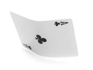 Playing cards, ace of club isolated on white background with clipping path, series