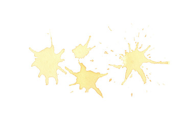 Hand drawn watercolor abstract background, stains isolated on white background 