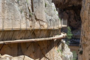 'Caminito del Rey' mountain path along steep cliffs, Malaga, Spain