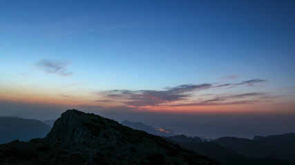 Fototapeta na wymiar Sunrise in Aitana mountain in Confrides.