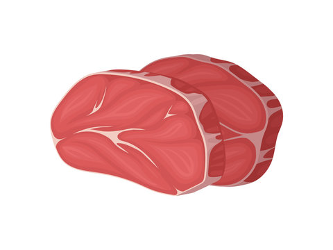 red meat slices, fresh, isolated on white clip art preview