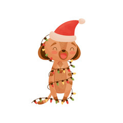 Humanized gopher wrapped garland. Vector illustration on white background.