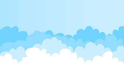 Cloudy background. Banner with blue sky and cartoon clouds