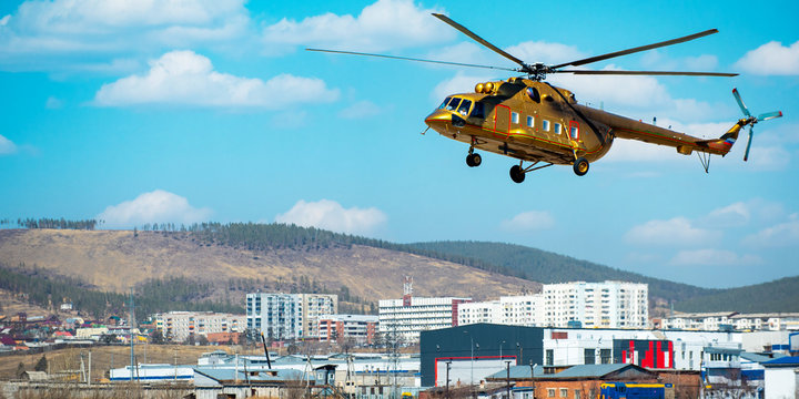 mi8 flying new helicopter city