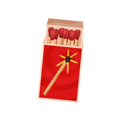 Open box of matches. Vector illustration on white background.