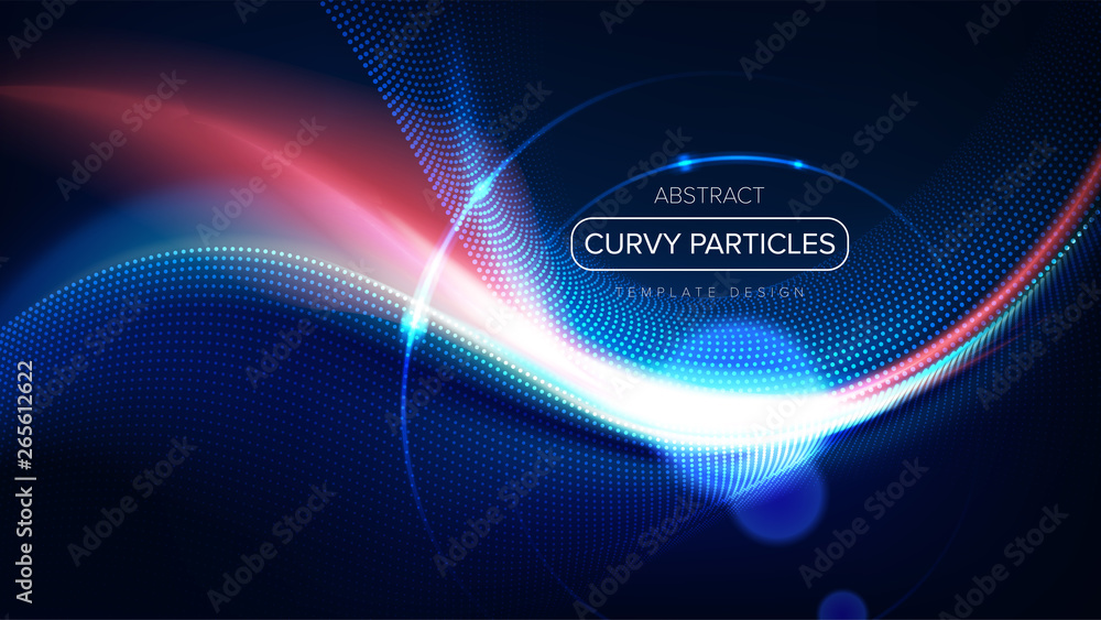 Poster the background template of curvy particle movement in vector. it is suitable for being as a template
