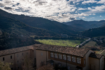 View of the umbrian hills from Rocca Albornoziana, Spoleto, Umbria
