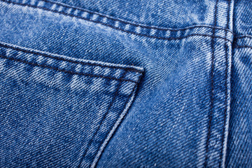 Closeup detail of a blue jeans