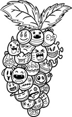 Fototapeta premium Vector illustration hand drawn of cute doodle monster grape