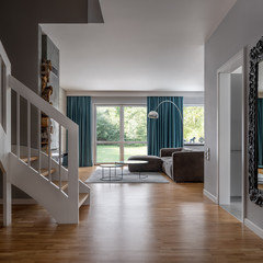 Contemporary home interior with stairs