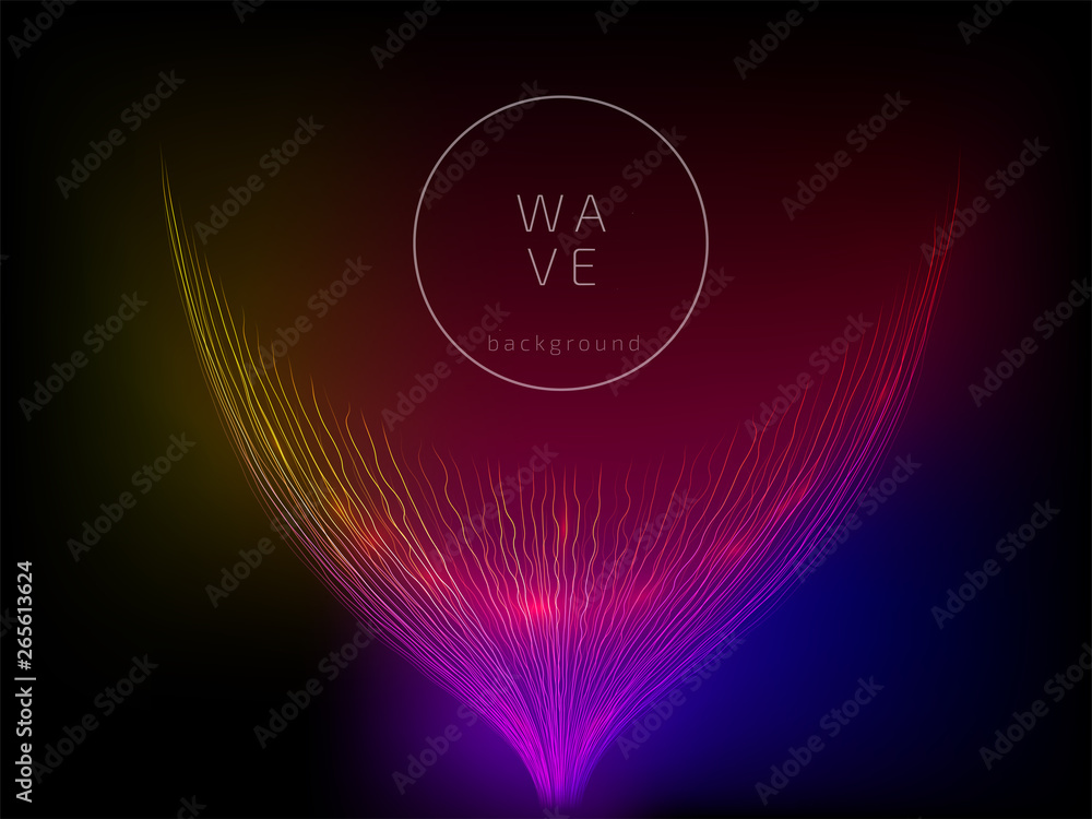 Poster abstract digital future wave lines vector background in circle shape. big data concept. blockchain d