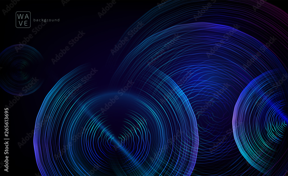 Wall mural abstract digital future wave lines vector background in circle shape. tech music sound concept. elec