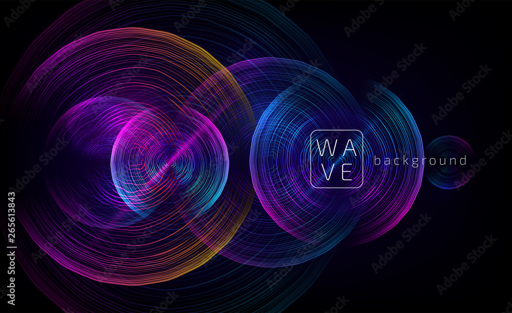 Poster abstract digital future circle shapes vector background consist on wave lines. tech music sound conc