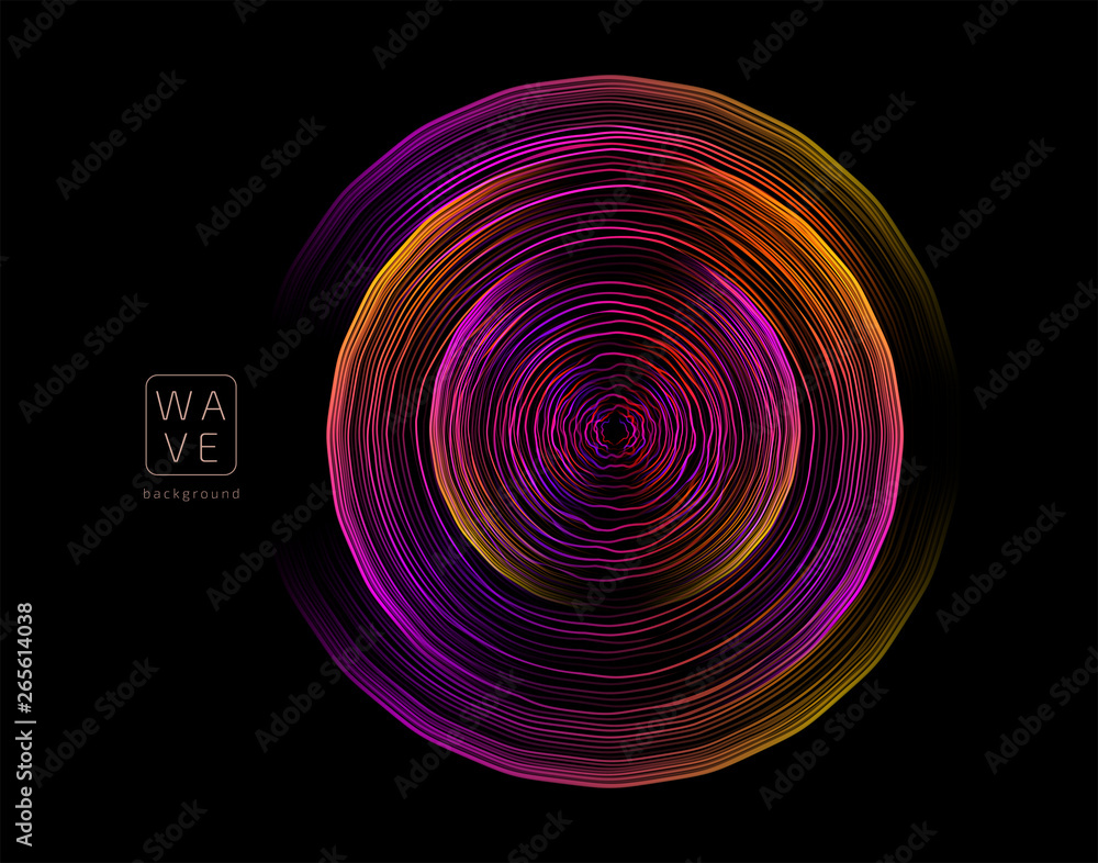 Poster abstract digital future wave lines vector background in circle shape. tech music sound concept. elec