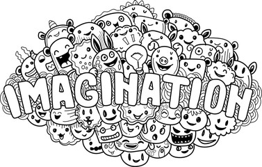 Vector Illustration hand drawn of cute doodle monster imagination.