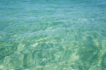 Transparent clean sunny ocean sea water waves for background and texture.