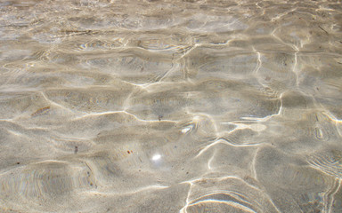 Transparent clean sunny ocean sea water waves for background and texture.