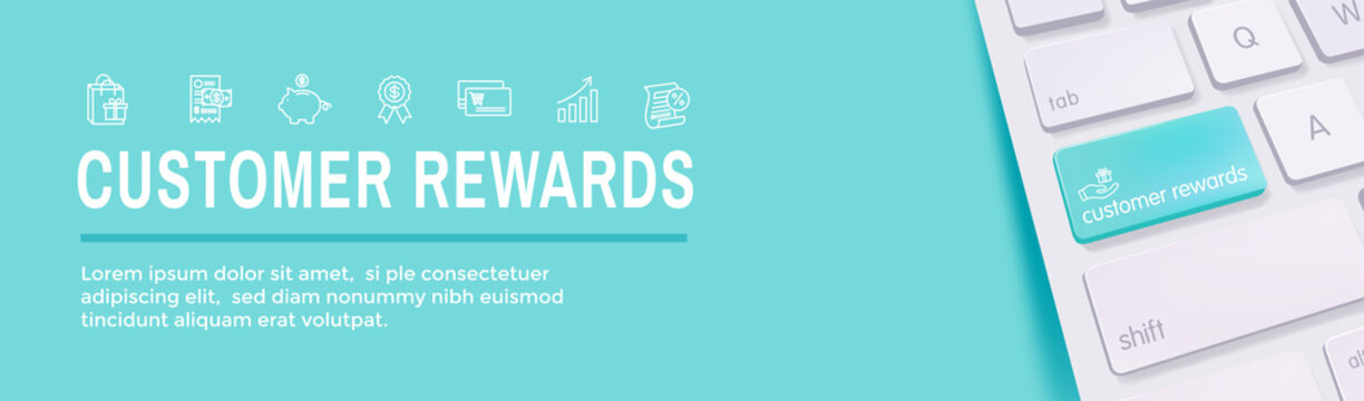 Customer Rewards Icon Set And Web Header Banner Design