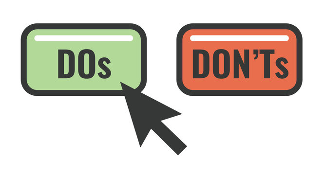 Do and Don't or Good and Bad Icons w Positive and Negative Symbols