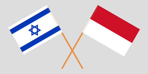 Indonesia and Israel. The Indonesian and Israeli flags. Official colors. Correct proportion. Vector