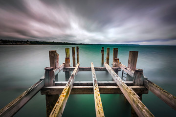 Pier remains under threatening sky