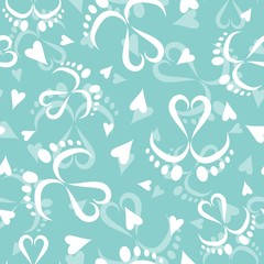 Baby feet  and hearts seamless vector pattern