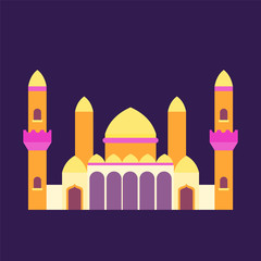 islamic mosque isolated flat design with pastel colorful,vector illustration mosque for ramadan kareem and eid mubarak,