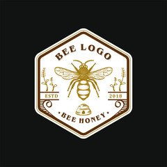 vintage bee logo design