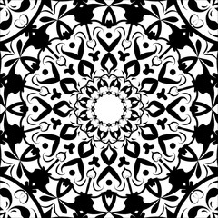 Ethnic black symbol, yoga. Henna tattoo style.