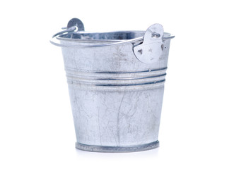 Small iron bucket on a white background. Isolation