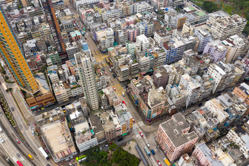 Fototapeta premium Top view of Hong Kong city