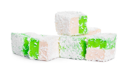 Tasty Turkish delight isolated on white
