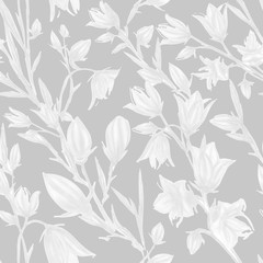Seamless pattern with spring flowers and leaves. Hand drawn background. floral pattern for wallpaper or fabric. Flower rose. Botanic Tile.