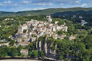 Fototapeta na wymiar The village of Balazuc on the River Ardeche in France.