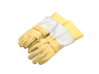 High voltage gloves isolated on white background.